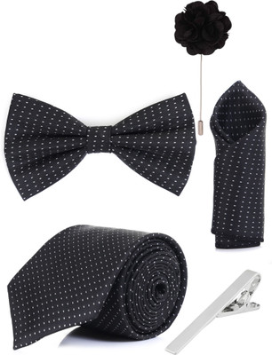 RANDOM STRIPE Satin Cufflink & Tie Pin Set(Black)