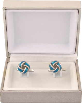 SANDHA Metal Cufflink(Silver, Blue)