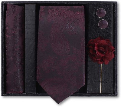 Roman Touch Silk Cufflink & Tie Pin Set(Maroon)