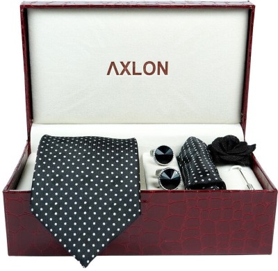 AXLON Silk Cufflink & Tie Pin Set(Black)