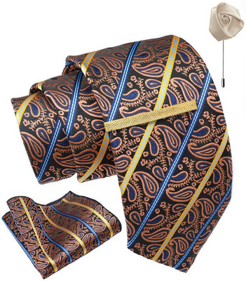 AXLON Silk Cufflink & Tie Pin Set(Brown)