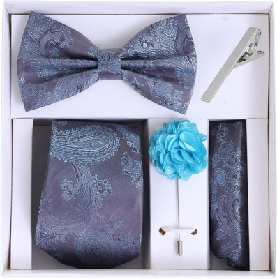 RANDOM STRIPE Satin Cufflink & Tie Pin Set(Turquoise)