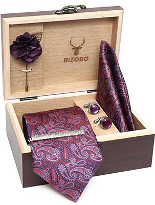 AXLON Silk Cufflink & Tie Pin Set(Purple)