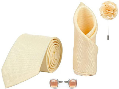 AXLON Silk Cufflink & Tie Pin Set(Beige)