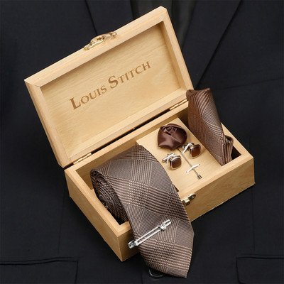 LOUIS STITCH Silk Cufflink & Tie Pin Set(Bronze)