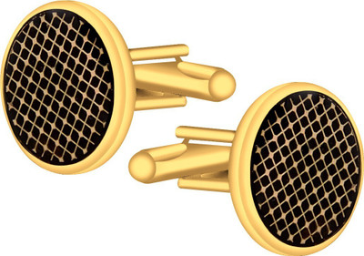 house of common Brass Cufflink & Tie Pin Set(Gold, Black)