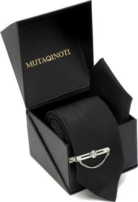 MUTAQINOTI Silk Tie Pin Set(Black)