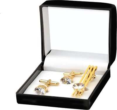 shivay Metal Cufflink & Tie Pin Set(Gold)