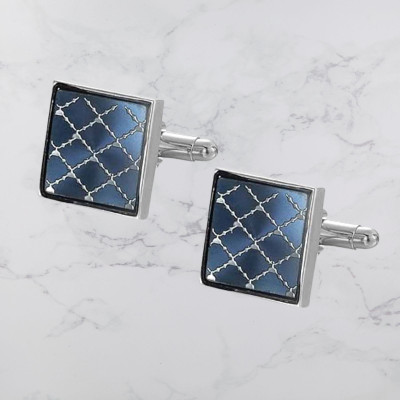 David Klein Stainless Steel Cufflink(Blue)