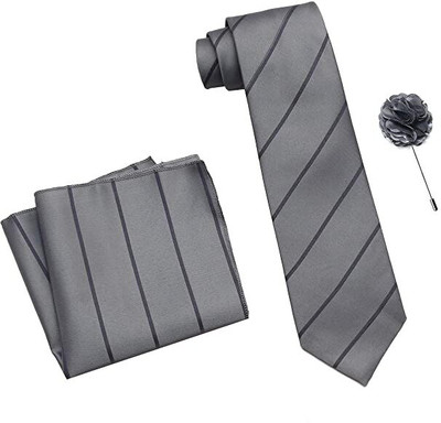 AXLON Silk Cufflink & Tie Pin Set(Grey)