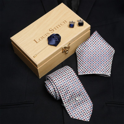 LOUIS STITCH Silk Tie & Cufflink(Black)