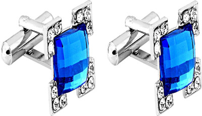 house of common Brass Cufflink & Tie Pin Set(Silver)