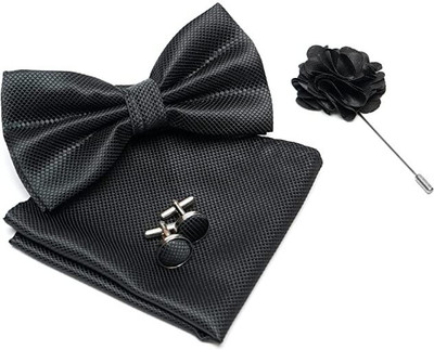 AXLON Silk Cufflink & Tie Pin Set(Black)