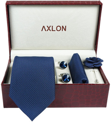 AXLON Silk Cufflink & Tie Pin Set(Blue)