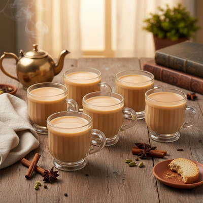 crockware Pack of 6 Glass Transparent Glass Tea & Coffee Cups – Set of 6 (100 ml)(Clear, Cup Set)