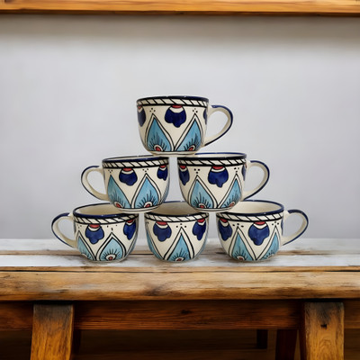 freesale Pack of 6 Ceramic Printed Tea/Coffee Cup Set - 170 ML Each(Multicolor, Cup Set)