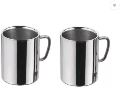 Housify Pack of 2 Stainless Steel Premium stainless steel family cups |Tea/coffee mugs|300ml(Silver, Cup)