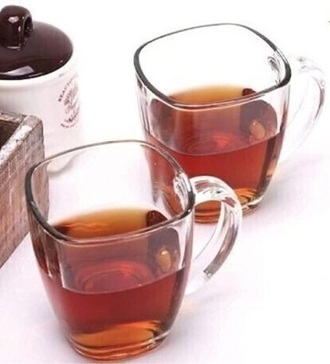 RP Traders Pack of 6 Glass 140ML Glass Tea Cup with Convenient Solid Handle Cups(Clear, Cup Set)