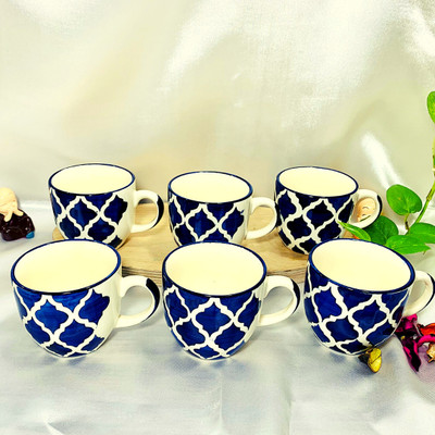 KTCeStore Pack of 6 Ceramic(Blue, Cup Set)