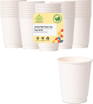 Shrayati Pack of 1 Paper Disposable double wall paper cup, 250 ML,( 50 Pcs ) Disposable Cups(White, Cup)