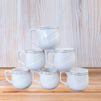 love unlimited Pack of 6 Bone China White Tea Cups Set of 6 | Coffee Mugs for Home Office(White, Cup Set)