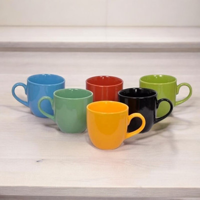 OriginalCeramics Pack of 6 Ceramic 65 Ceramic Mat/Glossy Finish Tea and Coffee Cups with 150 ml Set of 6 Pcs(Multicolor, Cup Set)