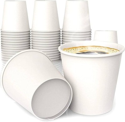 ThemeHouseParty Pack of 100 Paper Glass Tea/Coffee Cups ,150 ml Disposable Use For All Occassion(White, Cup)