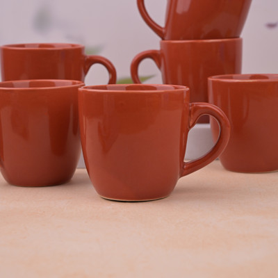 Storepedia Pack of 12 Ceramic Tea Cups Set of 12 200ml Coffee Cup & Coffee Mug Set for Home, Office & Kitchen(Brown, Cup Set)