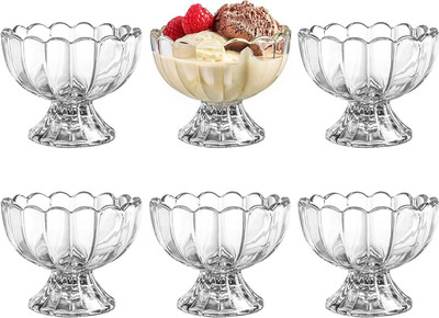 NITYANAVIN Glass Dessert Bowl Ice Bowl Dessert 6 pis 120mll Disposable(Pack of 6, White)