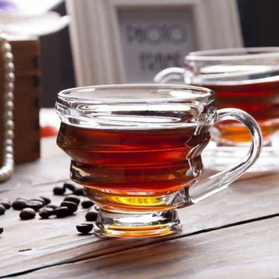 parspar Glass Coffee Cup Set | 210ML Honey Mug with Convenient Solid Handle Cup Set for Tea(Clear, Cup Set)