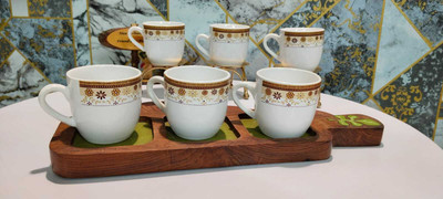 THE INDIA STYLE Pack of 6 Ceramic, Stoneware Stoneware Ceramic unique tea cups set | Ideal for Daily Use, Gifting, Occasions.(Brown, Cup Set)