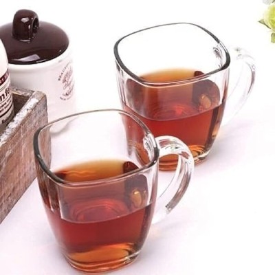 ZANKRUT Cherry Tea Cup 6pc 190ml Glass Water/Juice Glass(190 ml, Glass, White)