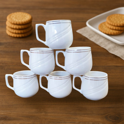 SJS Pack of 6 Bone China Tea Cups Set of 6 | Coffee Mugs for Home Office, perfect for gifting(White, Cup Set)