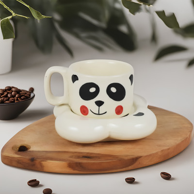 kaolinite Pack of 1 Ceramic(White, Cup and Saucer)