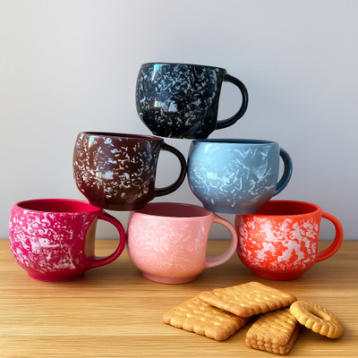 love unlimited Pack of 6 Bone China Multicolor Glaze Tea cup set of 6 for Home/Office/Gifting(Multicolor)