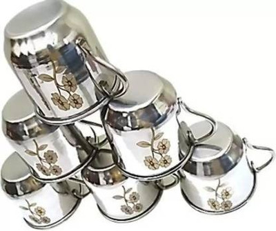 STOREeASY Pack of 6 Stainless Steel Tea Cup Set | Steel Cups | Coffee Cups| Chai ka Cup | Coffee Mug(Steel, Cup Set)