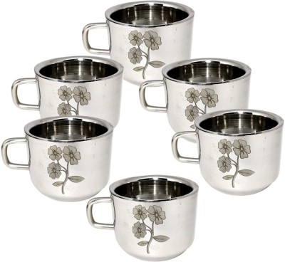 Avimukta Stores Pack of 6 Stainless Steel Tea & Coffee Cup Set(Steel, Cup Set)