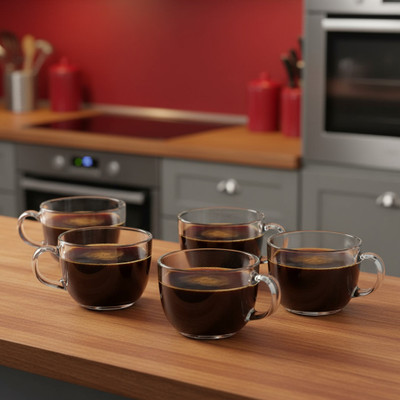 KS enterprise Pack of 1 Glass 140ML TEA ROUND CUPCJ(Clear, Cup)