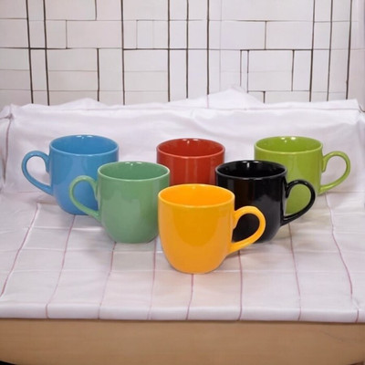 OriginalCeramics Pack of 6 Ceramic 44 Ceramic Mat/Glossy Finish Tea and Coffee Cups with 150 ml Set of 6 Pcs(Multicolor, Cup Set)