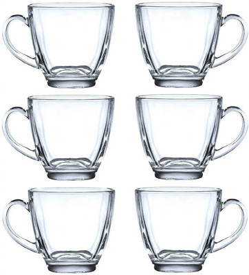 V Bright Pack of 1 Glass Oval Shape Square Classic Glass Cup Set for Tea, Coffee, Beer, Hot/Cold Drinks(Clear, Cup Set)