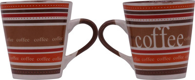Raj Royal Ceramic Lining Printed Design Cups for Green Tea/Coffee(Maroon, Cup Set)
