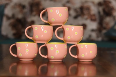 Pink City Pack of 6 Ceramic, Bone China Pink Ludo Small Size Tea cup set(Pink, Cup Set)