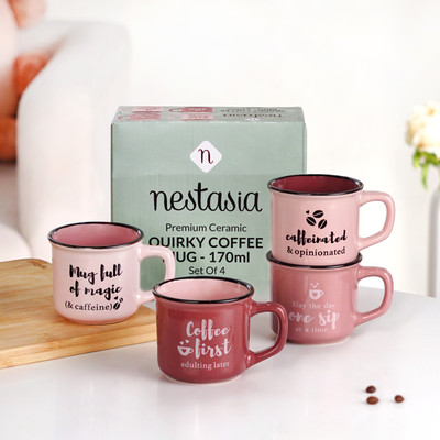 Nestasia Pack of 4 Ceramic JPM11CFD204(Pink, Cup Set)
