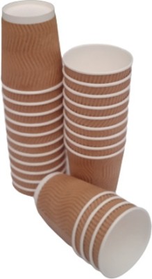 PAGAL MINDSET Pack of 50 Paper Ripple Cup(Brown, Cup)