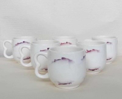 RAGHAV EMPORIUM Pack of 6 Ceramic Premium Italian Design Tea Coffee cup set for Home Office(White, Cup Set)