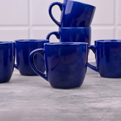 Storepedia Pack of 12 Ceramic Tea Cups Set of 12 200ml Coffee Cup & Coffee Mug Set for Home, Office & Kitchen(Blue, Cup Set)