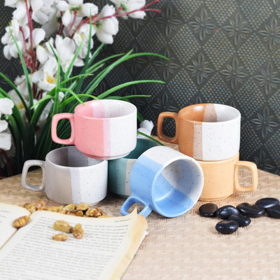 KTCeStore Pack of 6 Ceramic Exclusive New Tableware 50-50 Multicolored Tea/Coffee Cups(Multicolor, Cup Set)