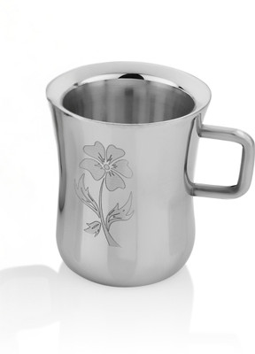 Ekveera Pack of 4 Steel Double Wall Damru Tea and Coffee Medium Cup set of 4Pcs (90 Ml Each)(Steel, Cup Set)