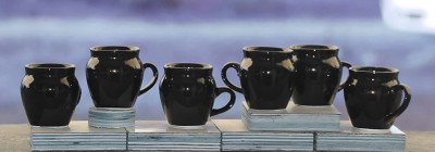 THE INDIA STYLE Pack of 6 Ceramic, Bone China Small Black Shine Premium Design abstract tea/coffee cups/Mug Set Ideal Best Gift for Everyone Small Black Cup Set(Black, Cup Set)