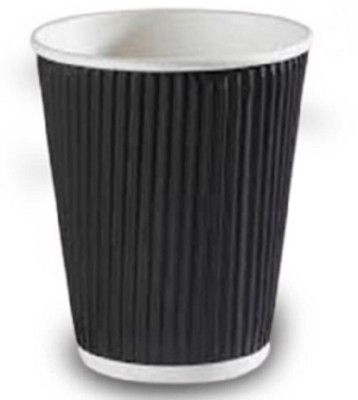 Biodis Pack of 50 Paper Biodis Ripple Paper Disposable Coffee Tea Cup 250 ml - Pack of 50 - Black(Black, Cup)